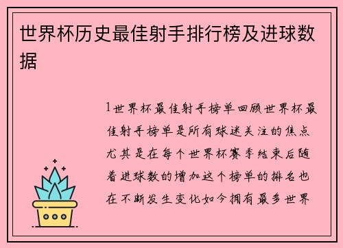 世界杯历史最佳射手排行榜及进球数据